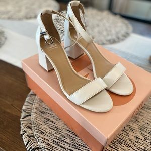 Leather Ankle Strap Heel Sandals Block Party GB